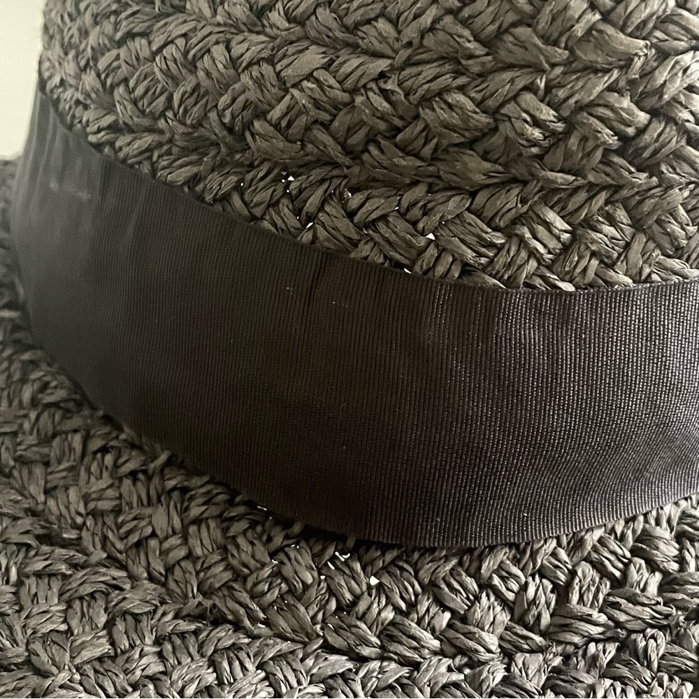 Woven Paper Straw Wide Brim Hat Women’s O/S San Diego Hat Company Brown Black - Picture 5 of 12